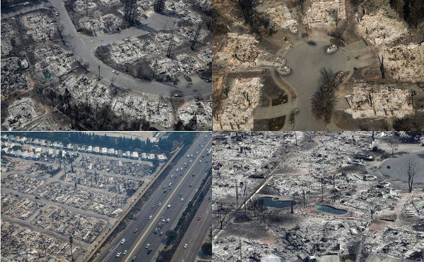 北加火灾第10天：火灾基本受控 面临重建家园（图）