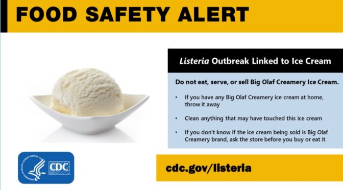 冰激凌疑染李斯特菌波及10州 CDC发食物安全警告（图）